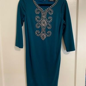 Ellen Tracy emerald blue/green dress